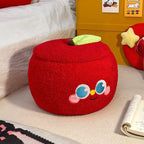 Modern Velvet Apple-Shaped Low Stool with Hidden Storage – MDF Living Room Accent