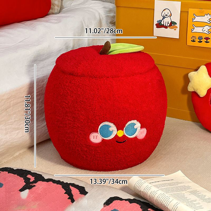 Modern Velvet Apple-Shaped Low Stool with Hidden Storage – MDF Living Room Accent