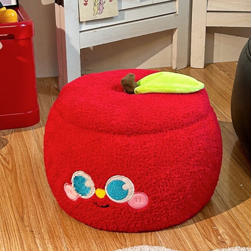 Modern Velvet Apple-Shaped Low Stool with Hidden Storage – MDF Living Room Accent