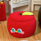 Modern Velvet Apple-Shaped Low Stool with Hidden Storage – MDF Living Room Accent