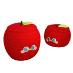 Modern Velvet Apple-Shaped Low Stool with Hidden Storage – MDF Living Room Accent