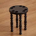 Sleek Contemporary Retro Rubberwood Round Stackable Low Stool for Living Room
