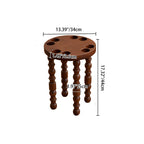 Sleek Contemporary Retro Rubberwood Round Stackable Low Stool for Living Room