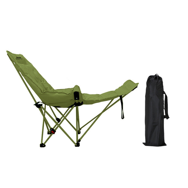 Moon Foldable Camping Recliner with Footrest & Backrest – Modern Minimalist Fabric & Carbon Steel Frame for Outdoor Patio