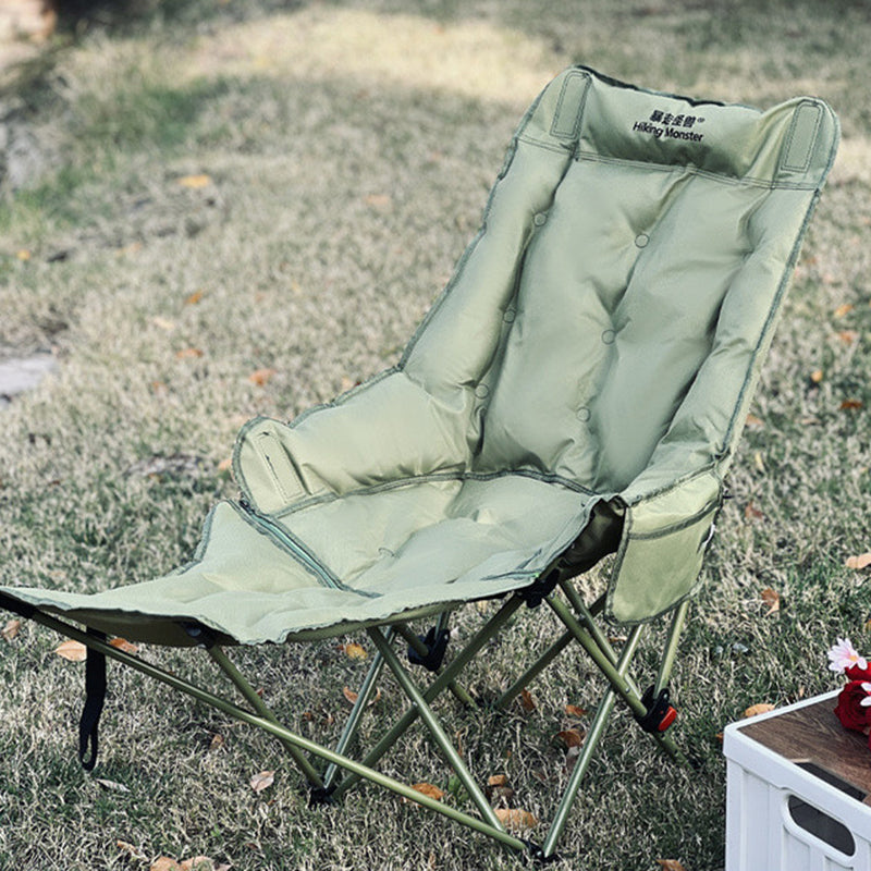 Moon Foldable Camping Recliner with Footrest & Backrest – Modern Minimalist Fabric & Carbon Steel Frame for Outdoor Patio
