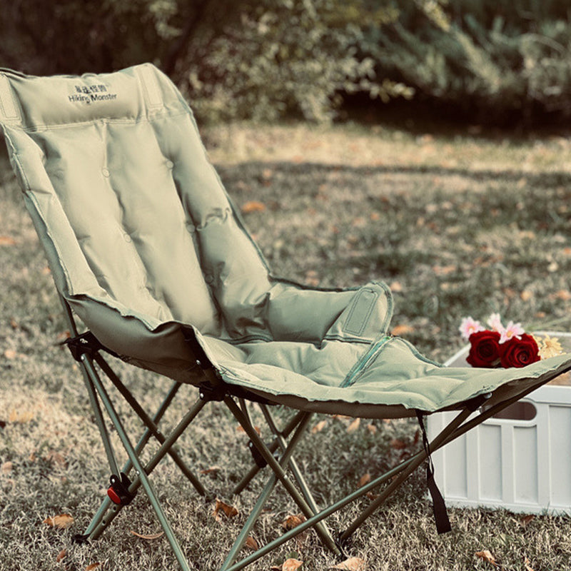 Moon Foldable Camping Recliner with Footrest & Backrest – Modern Minimalist Fabric & Carbon Steel Frame for Outdoor Patio