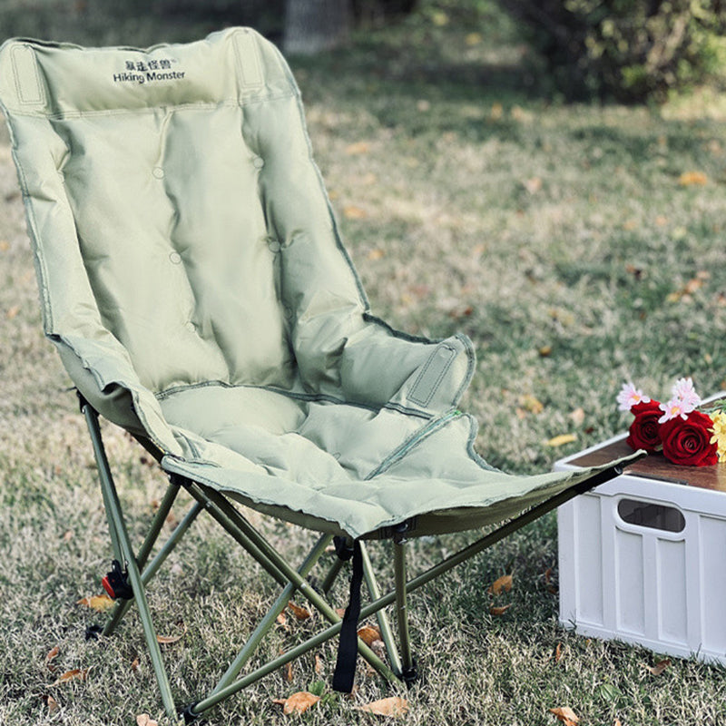 Moon Foldable Camping Recliner with Footrest & Backrest – Modern Minimalist Fabric & Carbon Steel Frame for Outdoor Patio