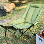 Moon Foldable Camping Recliner with Footrest & Backrest – Modern Minimalist Fabric & Carbon Steel Frame for Outdoor Patio