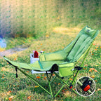 Moon Foldable Camping Recliner with Footrest & Backrest – Modern Minimalist Fabric & Carbon Steel Frame for Outdoor Patio