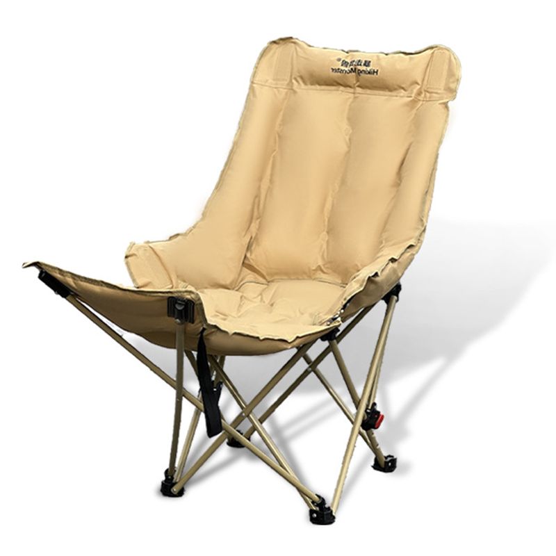 Moon Foldable Camping Recliner with Footrest & Backrest – Modern Minimalist Fabric & Carbon Steel Frame for Outdoor Patio