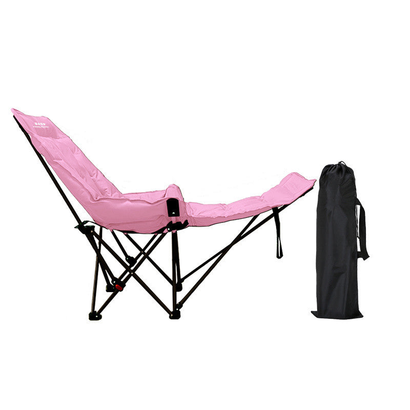 Moon Foldable Camping Recliner with Footrest & Backrest – Modern Minimalist Fabric & Carbon Steel Frame for Outdoor Patio