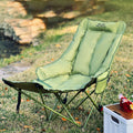 Moon Foldable Camping Recliner with Footrest & Backrest – Modern Minimalist Fabric & Carbon Steel Frame for Outdoor Patio