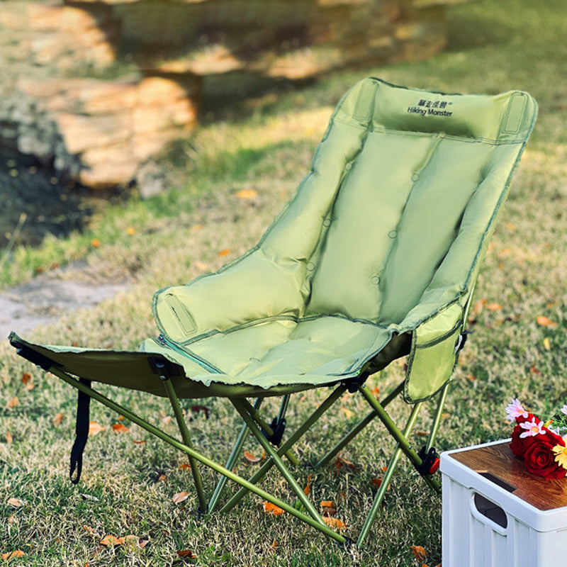 Moon Foldable Camping Recliner with Footrest & Backrest – Modern Minimalist Fabric & Carbon Steel Frame for Outdoor Patio