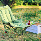 Moon Foldable Camping Recliner with Footrest & Backrest – Modern Minimalist Fabric & Carbon Steel Frame for Outdoor Patio