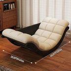 Mecedora Reclinable Nórdica Contemporánea Moon Boat con Respaldo de Piel Sintética, Algodón-Lino y HDF para Salón y Dormitorio