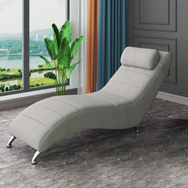 Modern Minimalist Waxed Leather & Synthetic Fabric Rectangular Recliner with Wood & Metal Frame and Backrest for Living Room & Bedroom
