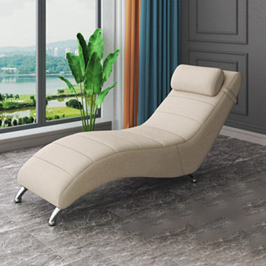 Modern Minimalist Waxed Leather & Synthetic Fabric Rectangular Recliner with Wood & Metal Frame and Backrest for Living Room & Bedroom