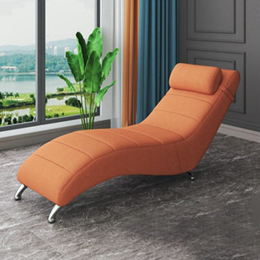 Modern Minimalist Waxed Leather & Synthetic Fabric Rectangular Recliner with Wood & Metal Frame and Backrest for Living Room & Bedroom