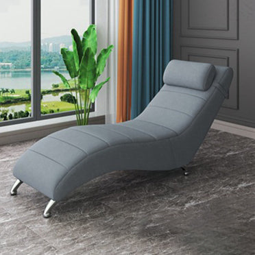 Modern Minimalist Waxed Leather & Synthetic Fabric Rectangular Recliner with Wood & Metal Frame and Backrest for Living Room & Bedroom