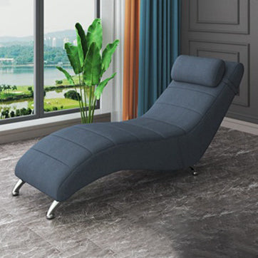 Modern Minimalist Waxed Leather & Synthetic Fabric Rectangular Recliner with Wood & Metal Frame and Backrest for Living Room & Bedroom