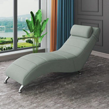 Modern Minimalist Waxed Leather & Synthetic Fabric Rectangular Recliner with Wood & Metal Frame and Backrest for Living Room & Bedroom