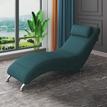 Modern Minimalist Waxed Leather & Synthetic Fabric Rectangular Recliner with Wood & Metal Frame and Backrest for Living Room & Bedroom