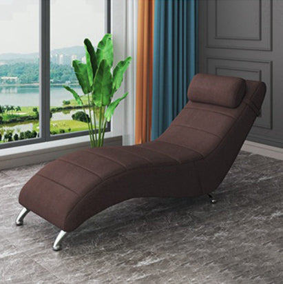 Modern Minimalist Waxed Leather & Synthetic Fabric Rectangular Recliner with Wood & Metal Frame and Backrest for Living Room & Bedroom