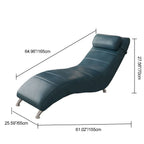 Modern Minimalist Waxed Leather & Synthetic Fabric Rectangular Recliner with Wood & Metal Frame and Backrest for Living Room & Bedroom