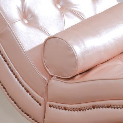 Elegant European-Style Velvet and Leather Curved Chaise Lounge Recliner with Backrest — Traditional Wood Frame for Living Room or Bedroom