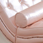 Elegant European-Style Velvet and Leather Curved Chaise Lounge Recliner with Backrest — Traditional Wood Frame for Living Room or Bedroom