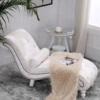 Elegant European-Style Velvet and Leather Curved Chaise Lounge Recliner with Backrest — Traditional Wood Frame for Living Room or Bedroom