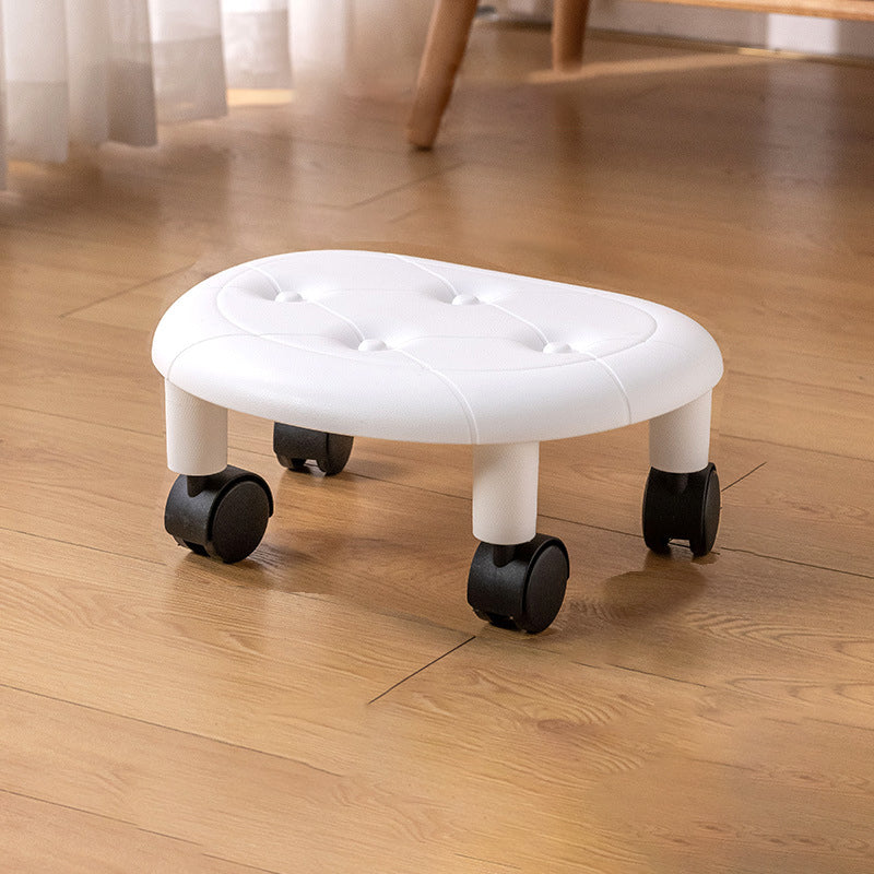 Modern Minimalist Oval Plastic Swivel Stool – Low, Movable Seat for Entryway & Living Room