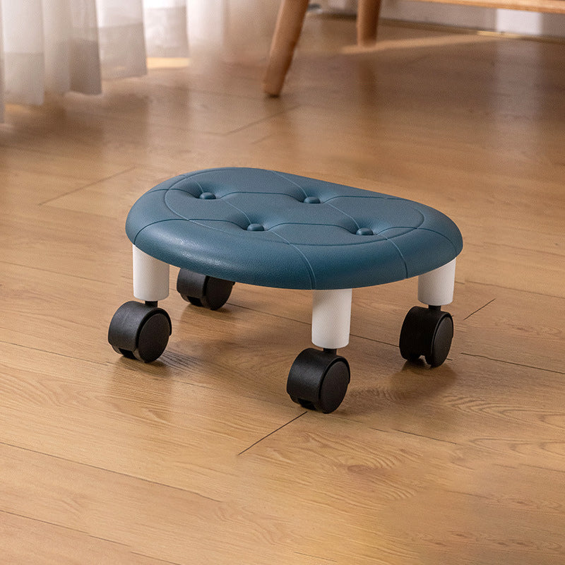 Modern Minimalist Oval Plastic Swivel Stool – Low, Movable Seat for Entryway & Living Room