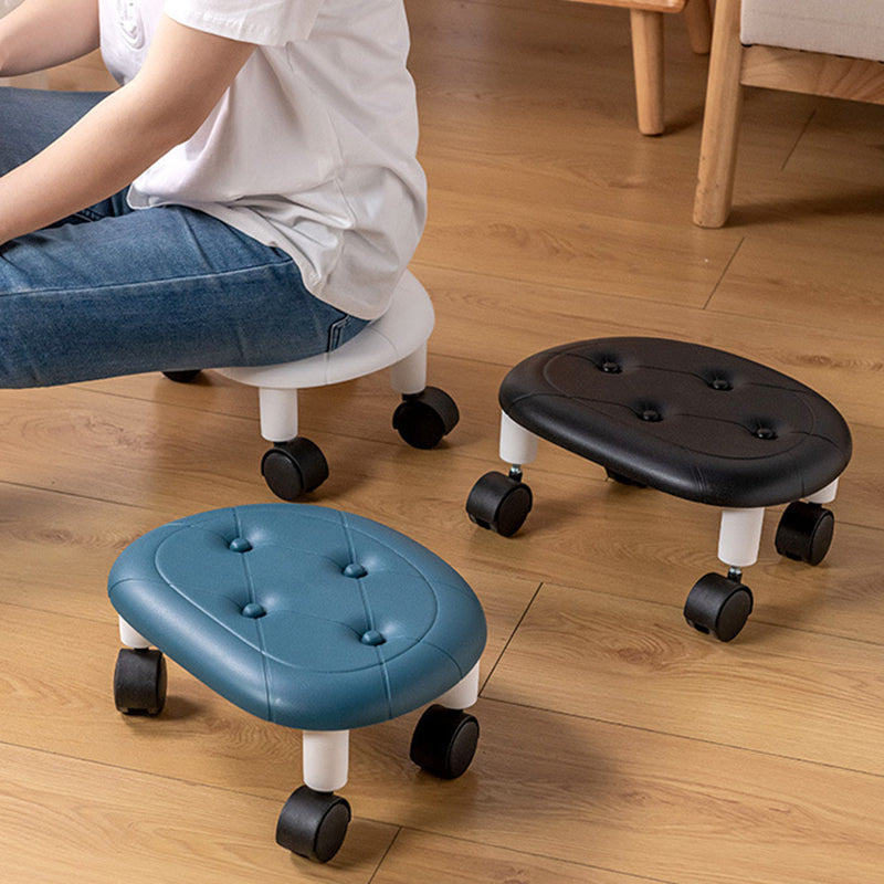 Modern Minimalist Oval Plastic Swivel Stool – Low, Movable Seat for Entryway & Living Room