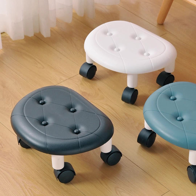 Modern Minimalist Oval Plastic Swivel Stool – Low, Movable Seat for Entryway & Living Room