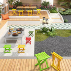 Taburete cuadrado plegable industrial contemporáneo – Silla de camping portátil de perfil bajo (PP/TPE) para uso exterior e interior