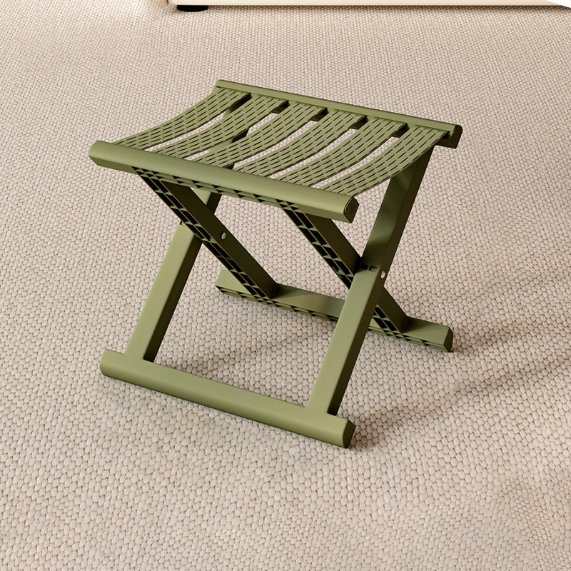 Contemporary Industrial Square Foldable Stool – Portable Low-Profile Camping Chair (PP/TPE) for Outdoor & Indoor Living