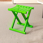 Taburete cuadrado plegable industrial contemporáneo – Silla de camping portátil de perfil bajo (PP/TPE) para uso exterior e interior