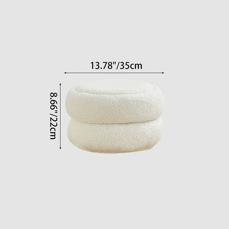 Taburete nórdico contemporáneo de madera con tela sherpa — Diseño de perfil bajo y múltiples niveles para sala de estar y dormitorio