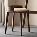 Contemporary Retro Ash Oak Wood Faux Leather Round Vanity Stool With Backrest For Bedroom