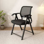 Modern Minimalist Foldable Mesh Sponge Carbon Steel Square Desk Chair With Backrest And Armrests For Home Office Or Study