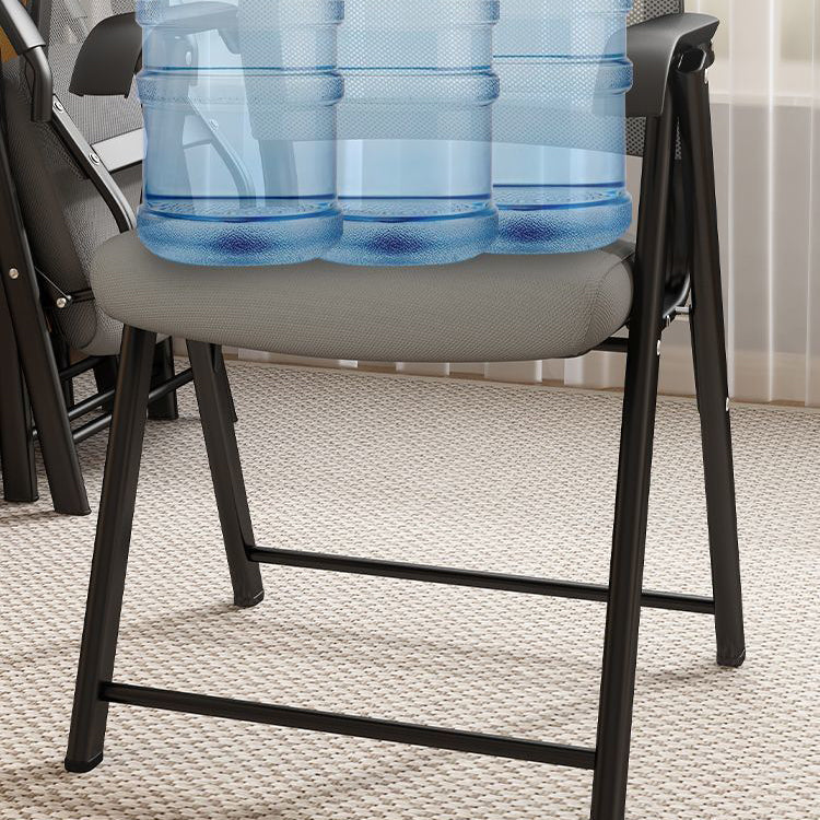 Modern Minimalist Foldable Mesh Sponge Carbon Steel Square Desk Chair With Backrest And Armrests For Home Office Or Study