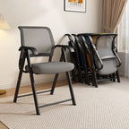 Modern Minimalist Foldable Mesh Sponge Carbon Steel Square Desk Chair With Backrest And Armrests For Home Office Or Study