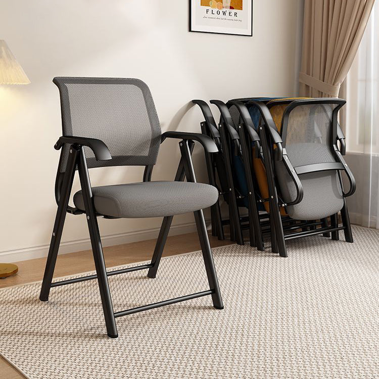 Modern Minimalist Foldable Mesh Sponge Carbon Steel Square Desk Chair With Backrest And Armrests For Home Office Or Study