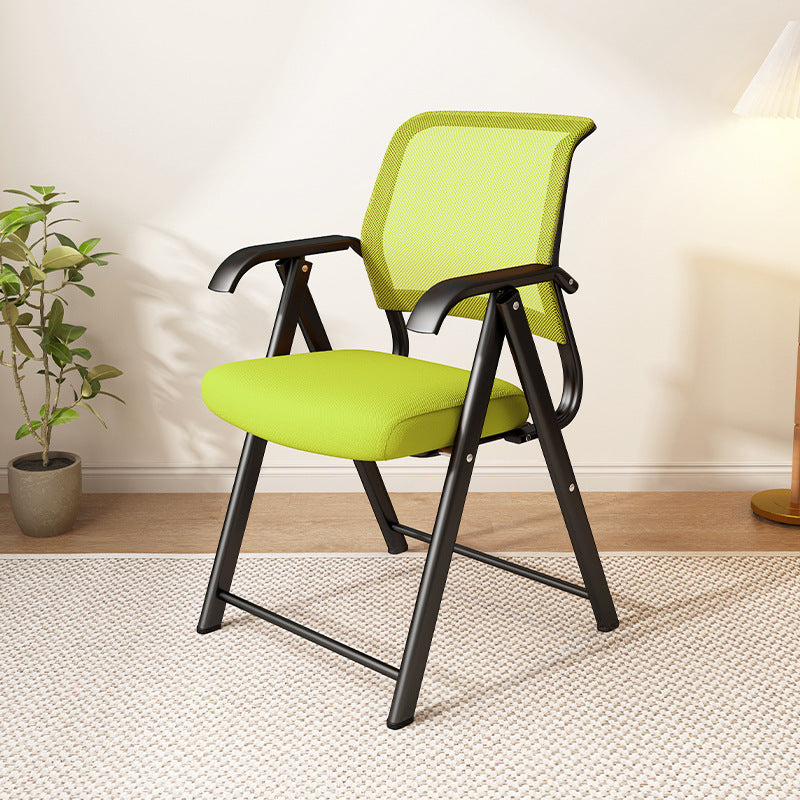 Modern Minimalist Foldable Mesh Sponge Carbon Steel Square Desk Chair With Backrest And Armrests For Home Office Or Study