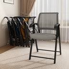 Modern Minimalist Foldable Mesh Sponge Carbon Steel Square Desk Chair With Backrest And Armrests For Home Office Or Study