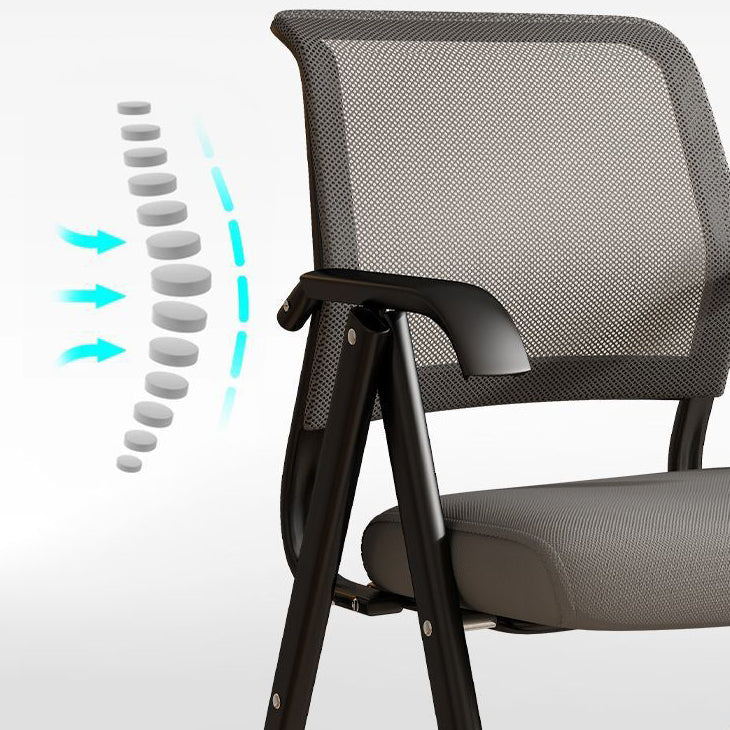 Modern Minimalist Foldable Mesh Sponge Carbon Steel Square Desk Chair With Backrest And Armrests For Home Office Or Study