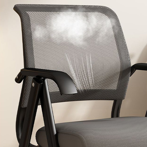 Modern Minimalist Foldable Mesh Sponge Carbon Steel Square Desk Chair With Backrest And Armrests For Home Office Or Study