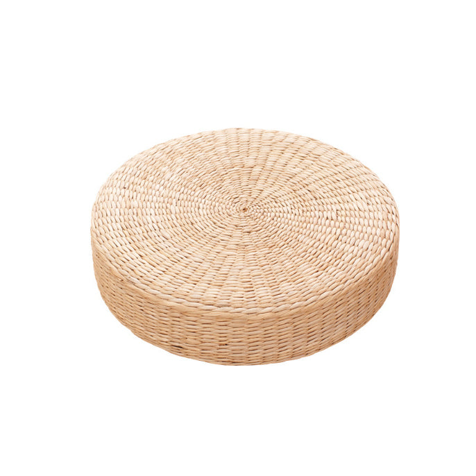 Cojín redondo/taburete bajo de algodón y junco tejido tradicional japonés, apilable, para sala de estar