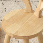 Taburete redondo contemporáneo de madera maciza con astas y respaldo para niños – Taburete bajo para sala de estar y entrada